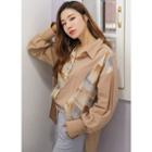 Bishop-sleeve Pattern-panel Shirt