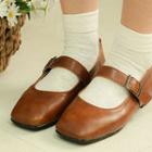 Square-toe Buckled Mary Jane Flats