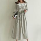 Ruffle-collar Drawstring Long Dress