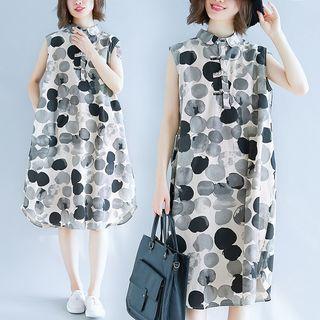 Dotted Sleeveless Collared Dress