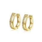 Fashion Simple Plated Gold Single Row Cubic Zircon Geometric Stud Earrings Golden - One Size