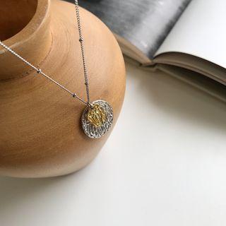 925 Sterling Silver Pendant Necklace L278 - Gold & Silver - One Size