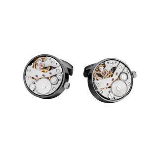 High-end Fashion Plated Black Punk Rotatable Movement Cufflinks Black - One Size