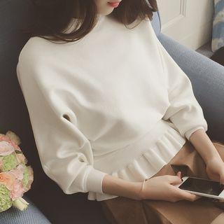 Ruffle Hem Lantern-sleeve Sweater