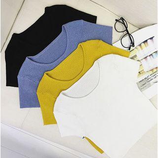 Short-sleeve Ribbed Cropped Top