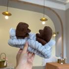 Flannel Deer Horn Face Wash Headband 1 Piece - Blue & Brown - One Size
