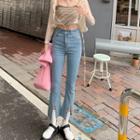 High-waist Split Bell Bottom Jeans