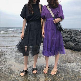 Set: T-shirt Dress + Mesh Skirt