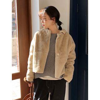 Plain Faux-fur Jacket