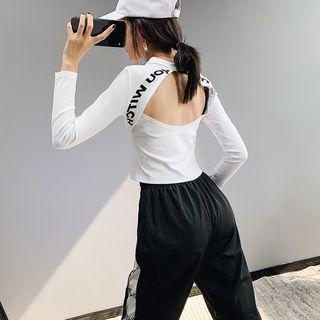 Open-back Lettering Crop Top