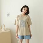 Letter-embossed Cotton T-shirt