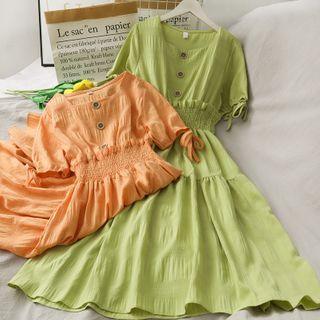 Smocked-waist Chiffon Midi Dress In 6 Colors