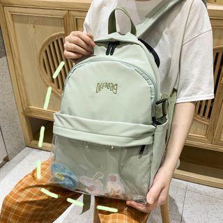 Pvc Panel Letter Embroidered Nylon Backpack