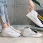 Faux Leather Lace-up High Top Sneakers