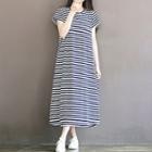 Short-sleeve Striped Midi T-shirt Dress