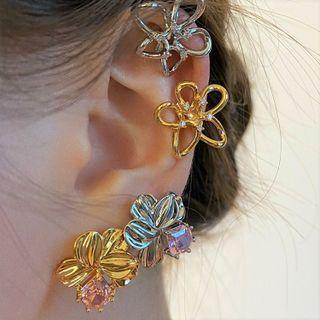 Flower Rhinestone Alloy Cuff Earring