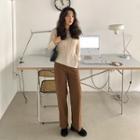 Fringe-hem Semi Wide-leg Pants
