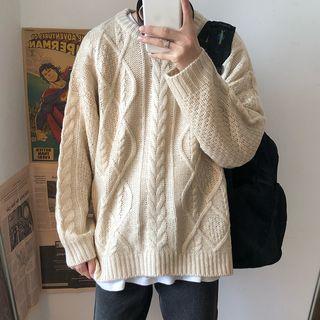 Round-neck Oversize Cable-knit Sweater