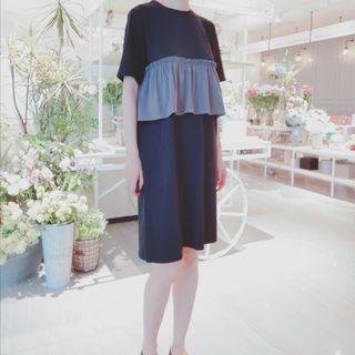 Short-sleeve Ruffle Trim Mini T-shirt Dress