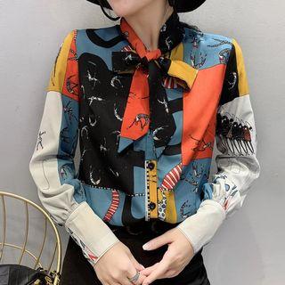 Bow Accent Printed Shirt