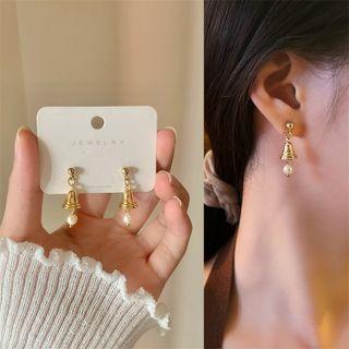 Faux Pearl Bell Drop Earring