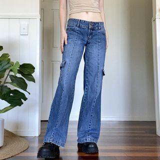 Stitched Print Boot-cut Jeans