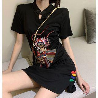 Chinese Opera-embroidered Mini Dress