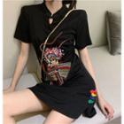 Chinese Opera-embroidered Mini Dress