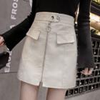 Zip Detail High-waist Mini A-line Skirt