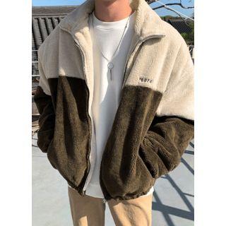 Two-tone Coral-fleece Oversized Jacket