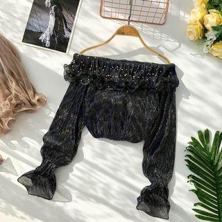 Off-shoulder Embellished Blouse