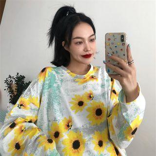 Long-sleeve Floral Loose-fit Top