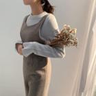 Square-neck Midi Pinafore Dress Brown - One Size