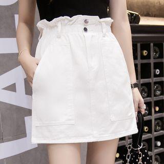 Elastic Waist Denim Skirt