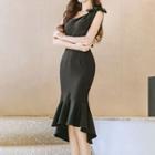 One-shoulder Ruffled Midi Dress