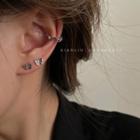 Set Of 3: Butterfly Alloy Earring + Cuff Earring Set - Silver - One Size