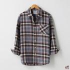 Standard-fit Plaid Check Shirt Gray - One Size