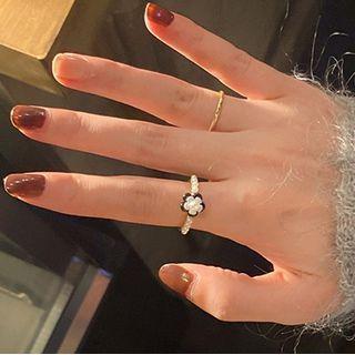 Flower Faux Pearl Ring White - One Size
