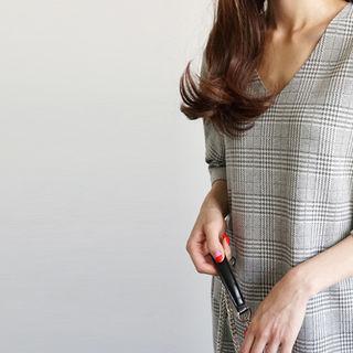 V-neck Glen Check Dress