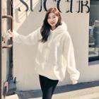 Hooded Loose-fit Furry Sweater