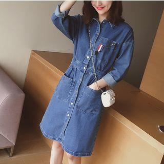 Pocketed Denim Shirtdress