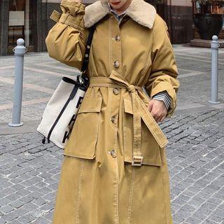 Fluffy Collar Medium Long Jacket