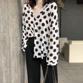 Dot Long-sleeve Loose-fit Shirt