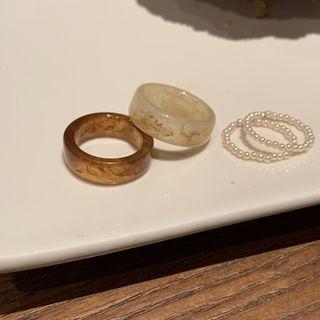 Set Of 2: Resin + Bead Rings