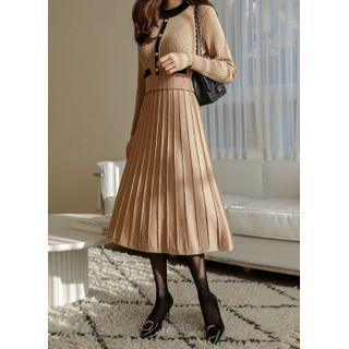 Contrast-trim Ribbed Long Knit Dress