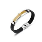 Simple Fashion Plated Gold Geometric Rectangular 316l Stainless Steel Silicone Bracelet Golden - One Size