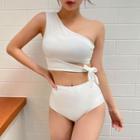 One-shoulder Tie-waist Tankini