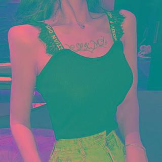 Letter Printed Lace Camisole