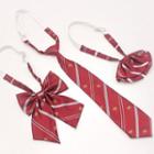 Striped Logo Ribbon Bow Tie / Necktie / Mock Neckerchief