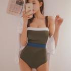 Color Block Strappy Swimsuit